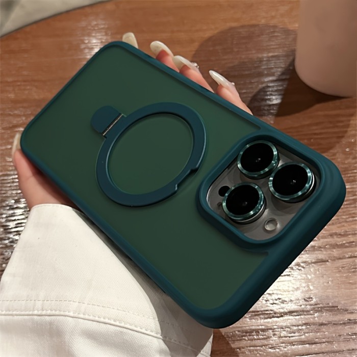 Luxury Magnetic Holder Armor Shockproof Wireless Charging Phone Case, For iPhone 11\u002F12\u002F13\u002F14\u002F15 Pro Max Silicone Frame Shockproof, Hard PC Back Cover, New 2024