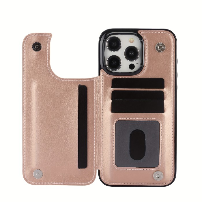 Wallet Phone Case With Card Holder, PU Leather Kickstand Card Slots Case, Double Magnetic Clasp And Durable Shockproof Cover, For IPhone 15 14 13 12 11 Pro Max XR XS Max SE 2022\u002F2020 7 8 Plus
