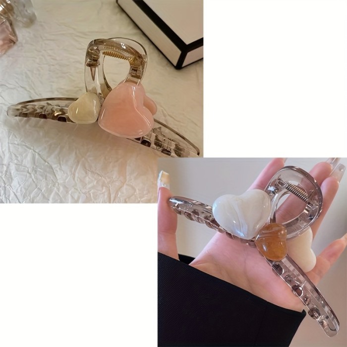 2pcs Premium Oversized Jelly Color Love Grip Clip Female Back Of Head Disc Hair Shark Hairpin Clip Hairpin Clip Headwear Summer