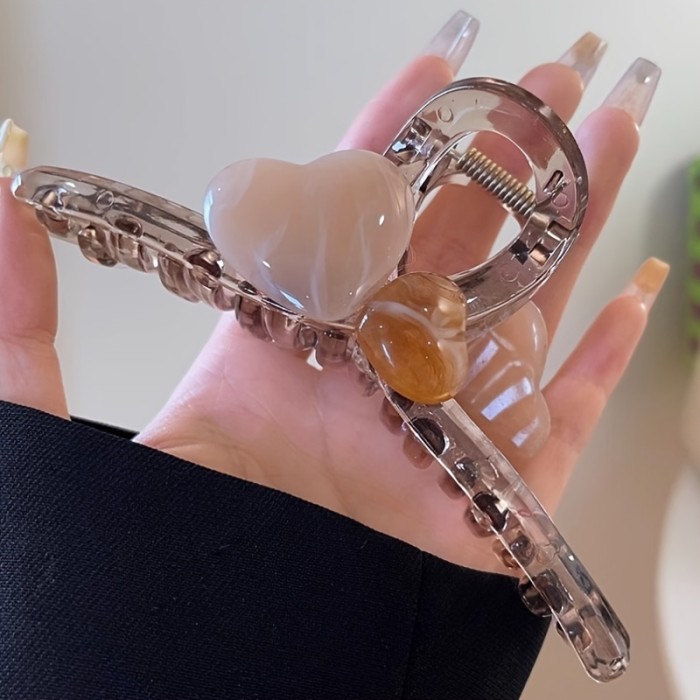 2pcs Premium Oversized Jelly Color Love Grip Clip Female Back Of Head Disc Hair Shark Hairpin Clip Hairpin Clip Headwear Summer