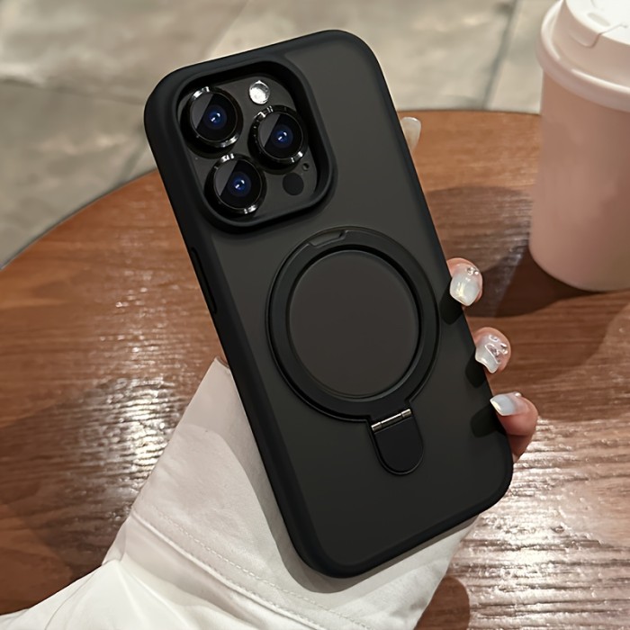 Luxury Magnetic Holder Armor Shockproof Wireless Charging Phone Case, For iPhone 11\u002F12\u002F13\u002F14\u002F15 Pro Max Silicone Frame Shockproof, Hard PC Back Cover, New 2024