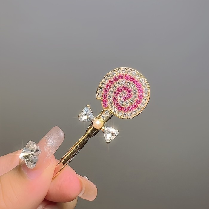 Cute Rhinestone Lollipop Hair Clips Hairpin, Fashion Hair Clip Set Headdress Styling Tools, Birthday Gift