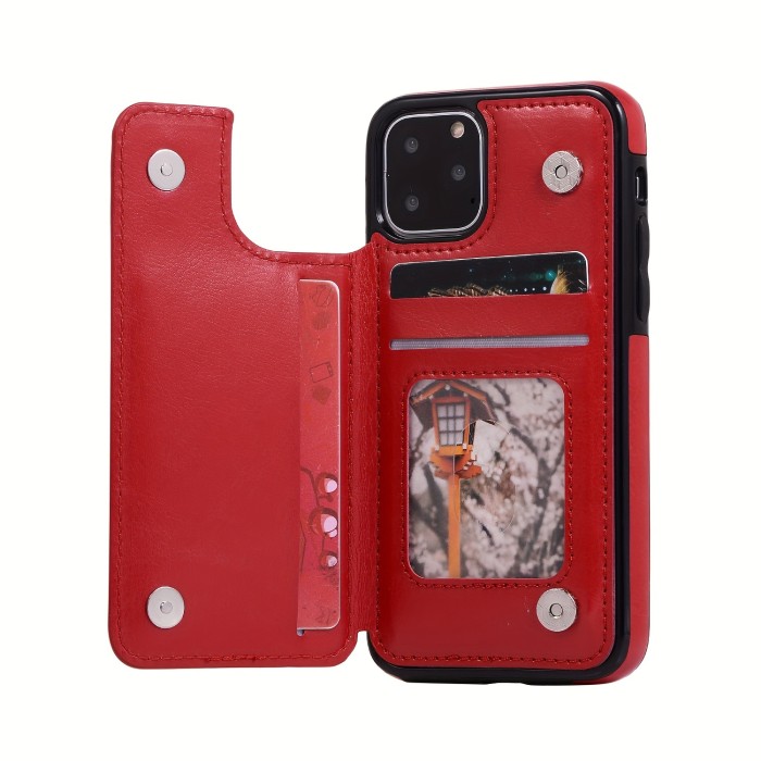 Wallet Phone Case With Card Holder, PU Leather Kickstand Card Slots Case, Double Magnetic Clasp And Durable Shockproof Cover, For IPhone 15 14 13 12 11 Pro Max XR XS Max SE 2022\u002F2020 7 8 Plus
