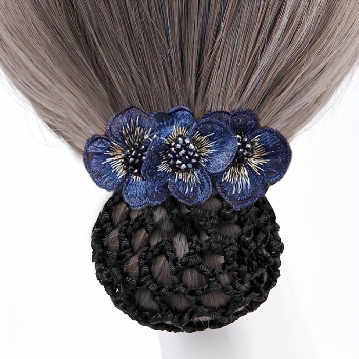 1pc Elegant Flower Decor Hair Net For Ponytail Bun Holder - Perfect Hair Accessory For Women