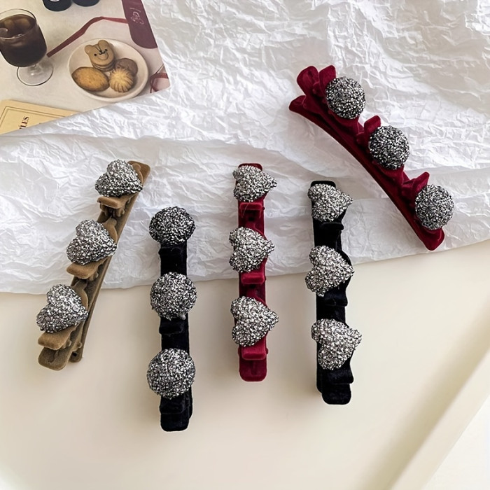 1pc\u002F4pcs Elegant Sparkling Rhinestone Decorative Hair Braiding Clips Vintage Hair Side Clips For Women And daily uses