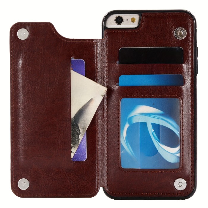 Wallet Phone Case With Card Holder, PU Leather Kickstand Card Slots Case, Double Magnetic Clasp And Durable Shockproof Cover, For IPhone 15 14 13 12 11 Pro Max XR XS Max SE 2022\u002F2020 7 8 Plus