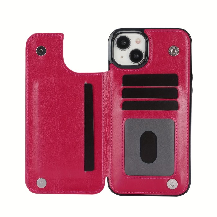 Wallet Phone Case With Card Holder, PU Leather Kickstand Card Slots Case, Double Magnetic Clasp And Durable Shockproof Cover, For IPhone 15 14 13 12 11 Pro Max XR XS Max SE 2022\u002F2020 7 8 Plus