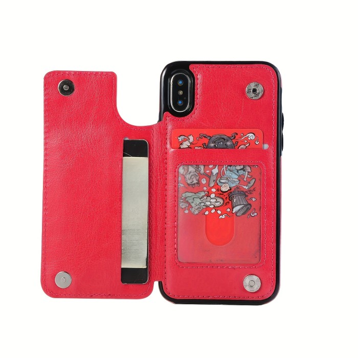 Wallet Phone Case With Card Holder, PU Leather Kickstand Card Slots Case, Double Magnetic Clasp And Durable Shockproof Cover, For IPhone 15 14 13 12 11 Pro Max XR XS Max SE 2022\u002F2020 7 8 Plus