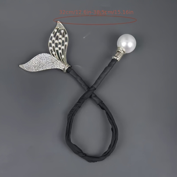 1pc Fishtail Shaped Rhinestones Faux Pearls Decor Hair Bun Maker DIY Elegant Lazy Hair Curler French Twist Hairstyle Bun Hair Accessories