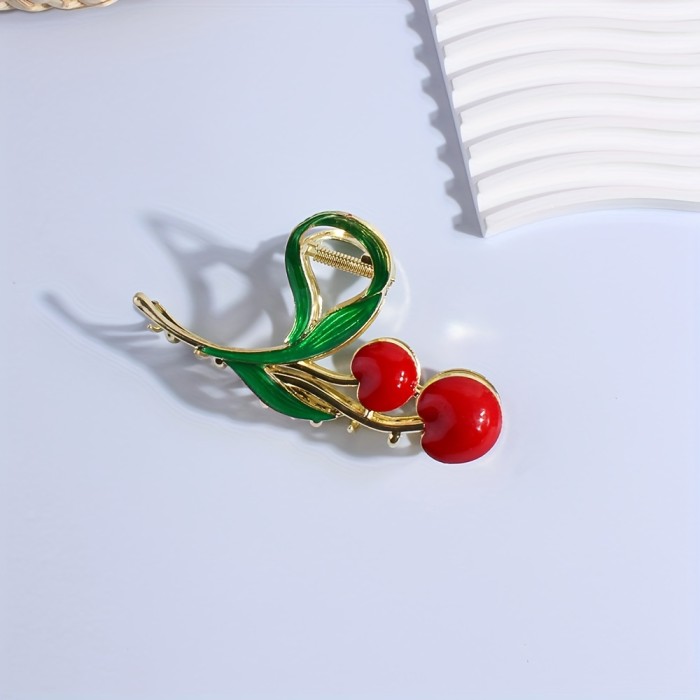 2pcs\u002Fset New Design Lady's Cute Sweet Cherry Strawberry Alloy Hair Clip Back Of The Head Hair Accessories
