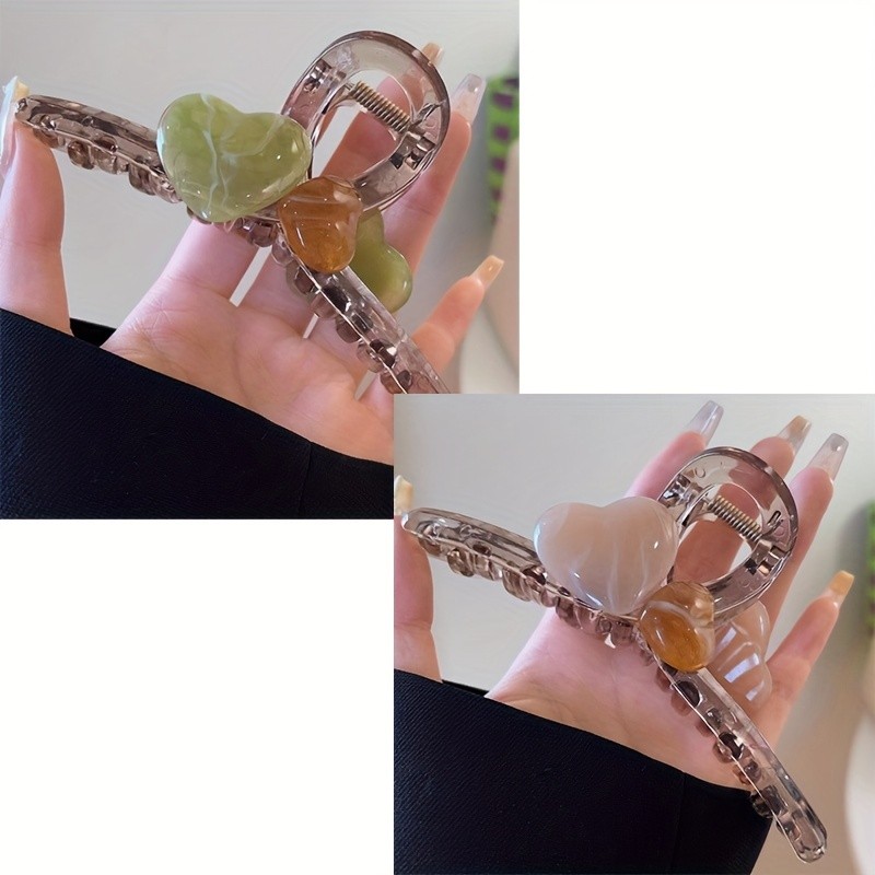 2pcs Premium Oversized Jelly Color Love Grip Clip Female Back Of Head Disc Hair Shark Hairpin Clip Hairpin Clip Headwear Summer