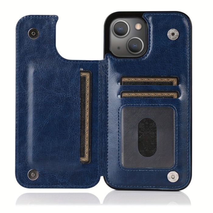 Wallet Phone Case With Card Holder, PU Leather Kickstand Card Slots Case, Double Magnetic Clasp And Durable Shockproof Cover, For IPhone 15 14 13 12 11 Pro Max XR XS Max SE 2022\u002F2020 7 8 Plus