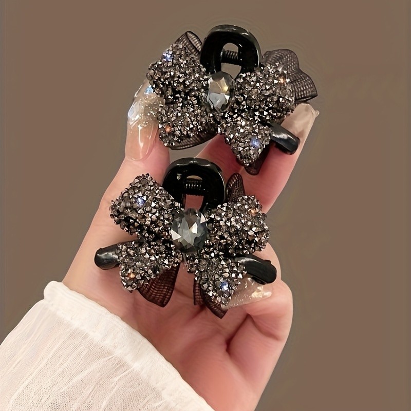 1\u002F2 Pcs Bow Rhinestones Decor Hair Claw Clips, Nonslip Hair Clips For Women, Strong Hold Hair Accessory For Thick, Thin And Other Hair Types