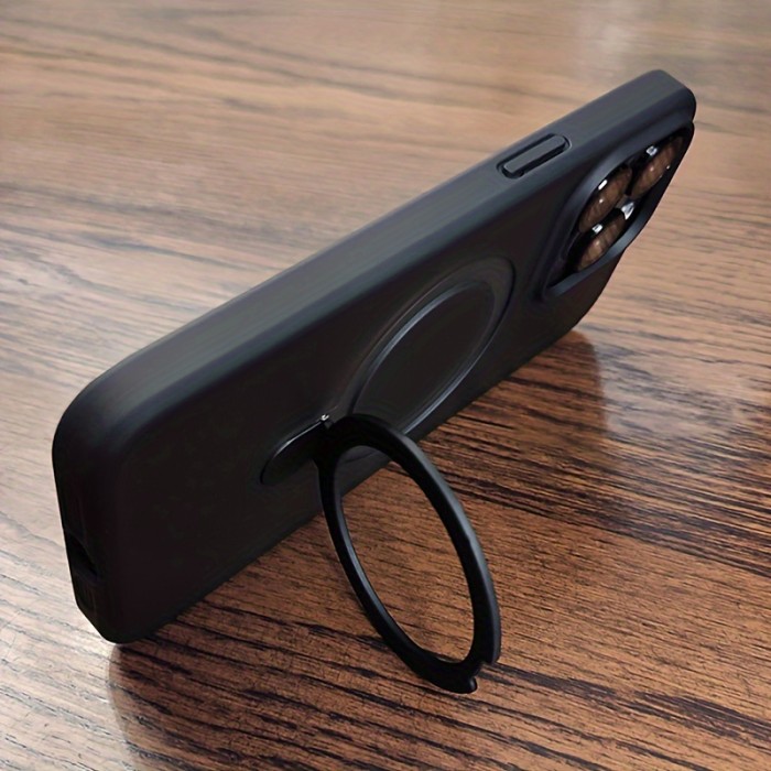 Luxury Magnetic Holder Armor Shockproof Wireless Charging Phone Case, For iPhone 11\u002F12\u002F13\u002F14\u002F15 Pro Max Silicone Frame Shockproof, Hard PC Back Cover, New 2024