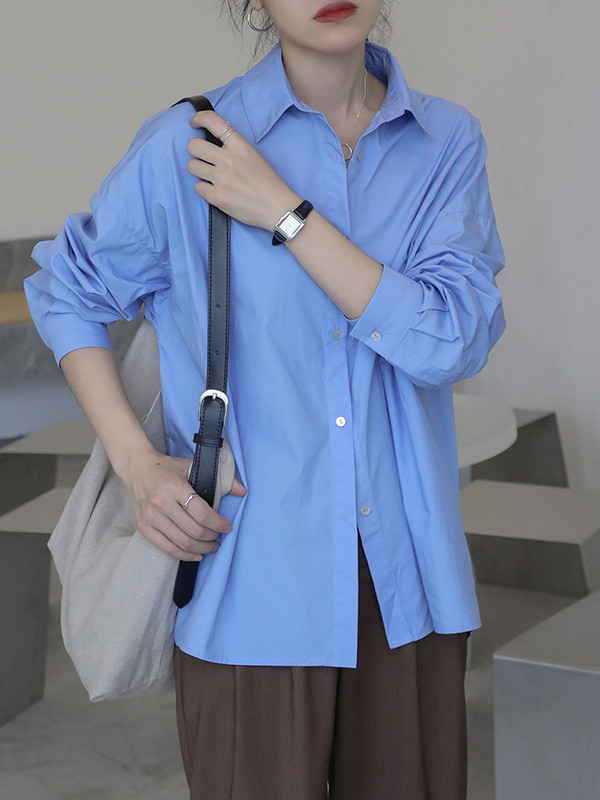Split-Joint Long Sleeves Loose Lapel Blouses&Shirts Tops