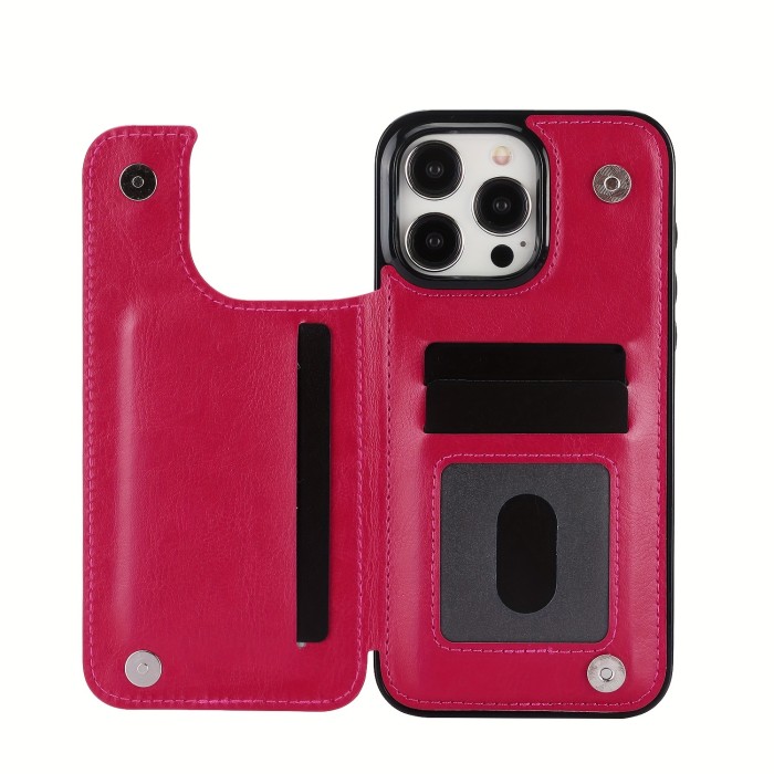 Wallet Phone Case With Card Holder, PU Leather Kickstand Card Slots Case, Double Magnetic Clasp And Durable Shockproof Cover, For IPhone 15 14 13 12 11 Pro Max XR XS Max SE 2022\u002F2020 7 8 Plus