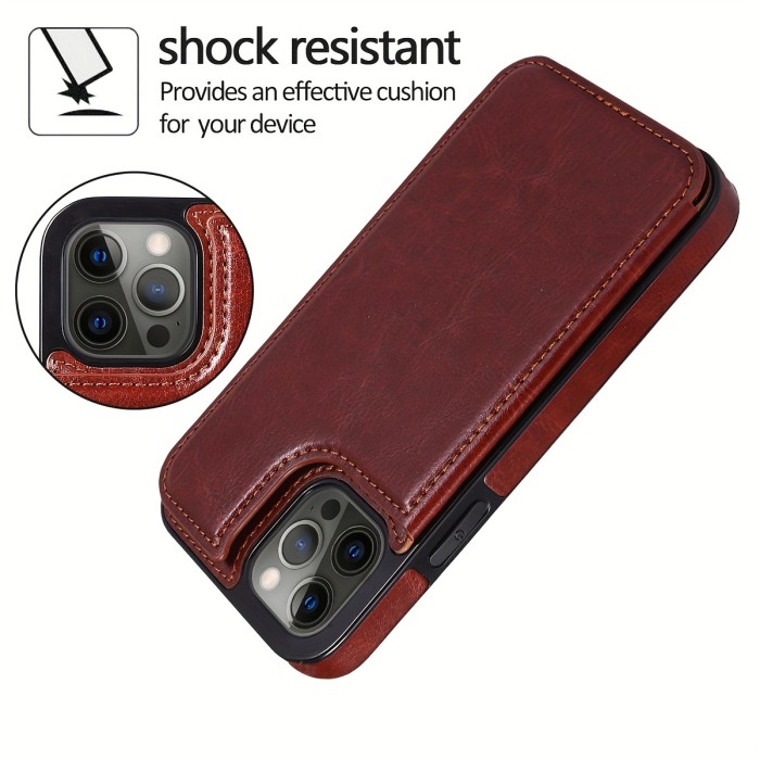 Wallet Phone Case With Card Holder, PU Leather Kickstand Card Slots Case, Double Magnetic Clasp And Durable Shockproof Cover, For IPhone 15 14 13 12 11 Pro Max XR XS Max SE 2022\u002F2020 7 8 Plus
