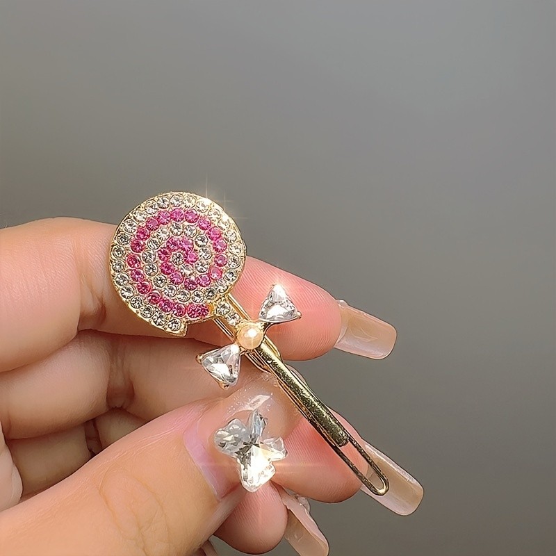 Cute Rhinestone Lollipop Hair Clips Hairpin, Fashion Hair Clip Set Headdress Styling Tools, Birthday Gift