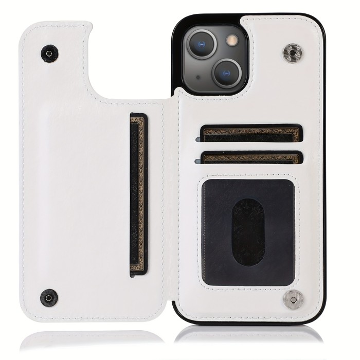 Wallet Phone Case With Card Holder, PU Leather Kickstand Card Slots Case, Double Magnetic Clasp And Durable Shockproof Cover, For IPhone 15 14 13 12 11 Pro Max XR XS Max SE 2022\u002F2020 7 8 Plus