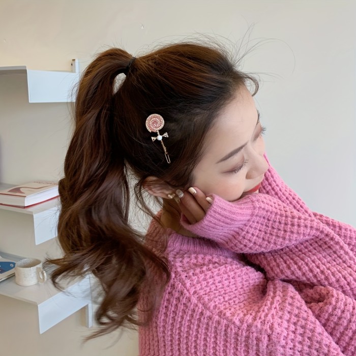 Cute Rhinestone Lollipop Hair Clips Hairpin, Fashion Hair Clip Set Headdress Styling Tools, Birthday Gift