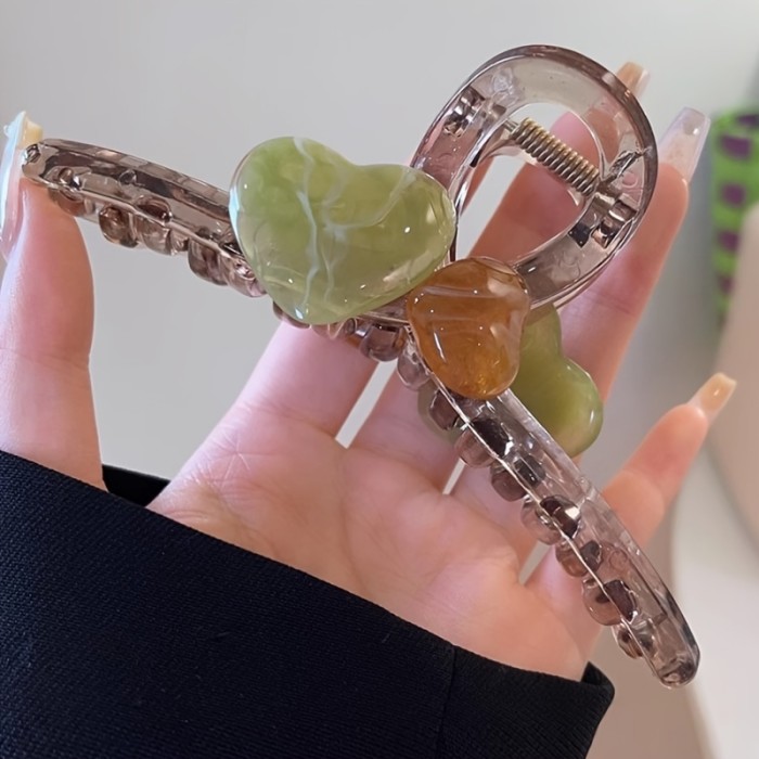 2pcs Premium Oversized Jelly Color Love Grip Clip Female Back Of Head Disc Hair Shark Hairpin Clip Hairpin Clip Headwear Summer