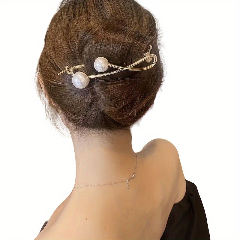 Faux Pearl Decorative Hair Clip Elegant Hair Bun Maker Stylish Hair Barrette For Women And daily use Daily Wear
