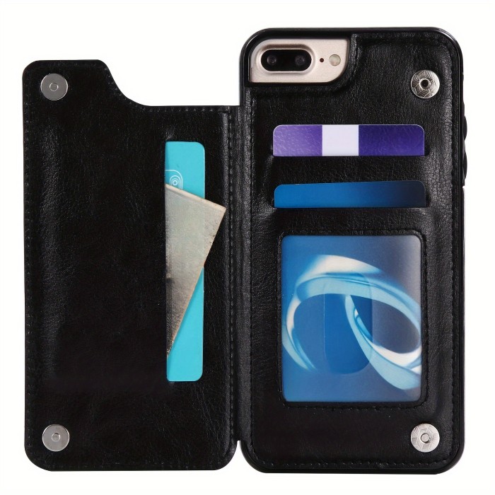 Wallet Phone Case With Card Holder, PU Leather Kickstand Card Slots Case, Double Magnetic Clasp And Durable Shockproof Cover, For IPhone 15 14 13 12 11 Pro Max XR XS Max SE 2022\u002F2020 7 8 Plus