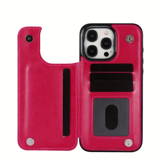 Wallet Phone Case With Card Holder, PU Leather Kickstand Card Slots Case, Double Magnetic Clasp And Durable Shockproof Cover, For IPhone 15 14 13 12 11 Pro Max XR XS Max SE 2022\u002F2020 7 8 Plus