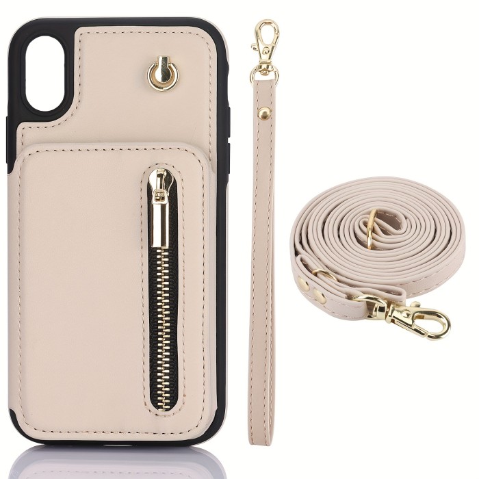 Crossbody PU Leather Back Case For IPhone 15 14 13 12 11 Pro X XS Max XR 8 7 Plus Ultra SE SE2 SE3 5G 2022 2020 Zipper Lanyard Wallet Card Slot Magnetic Stand Phone Cover