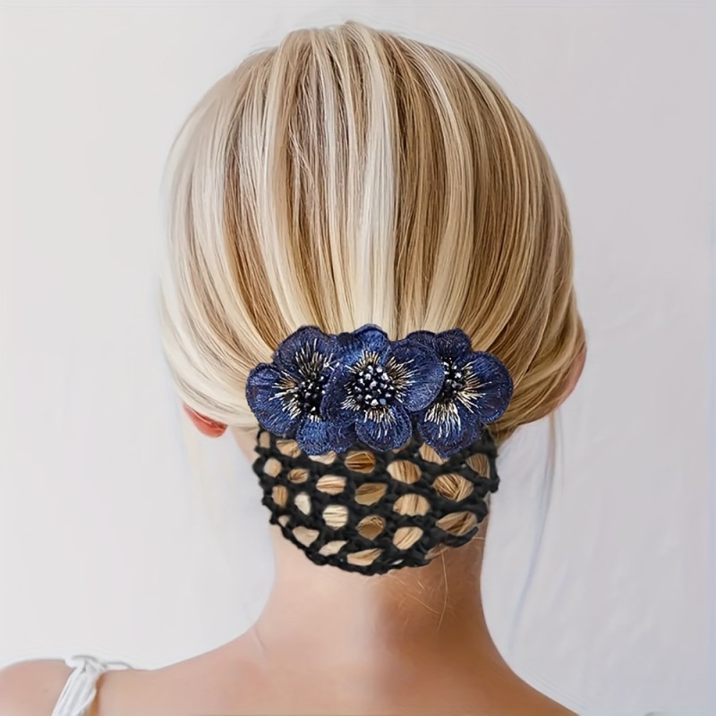 1pc Elegant Flower Decor Hair Net For Ponytail Bun Holder - Perfect Hair Accessory For Women