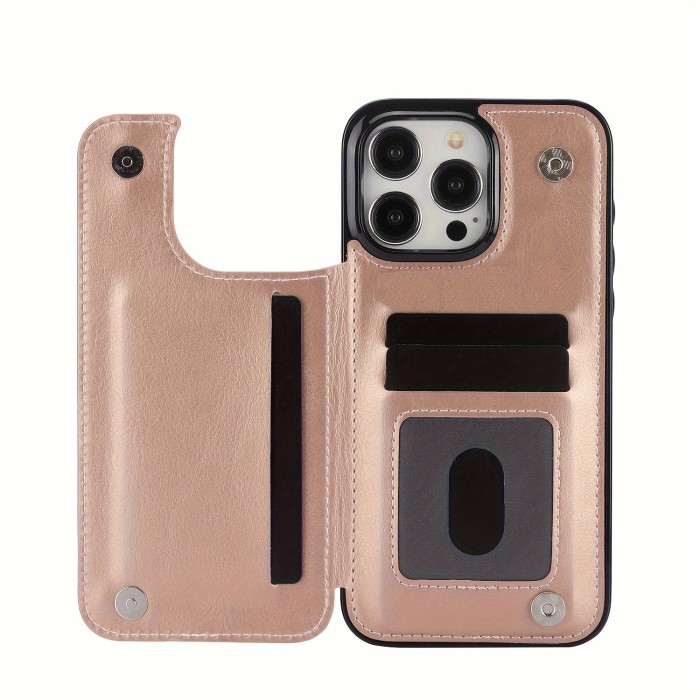 Wallet Phone Case With Card Holder, PU Leather Kickstand Card Slots Case, Double Magnetic Clasp And Durable Shockproof Cover, For IPhone 15 14 13 12 11 Pro Max XR XS Max SE 2022\u002F2020 7 8 Plus