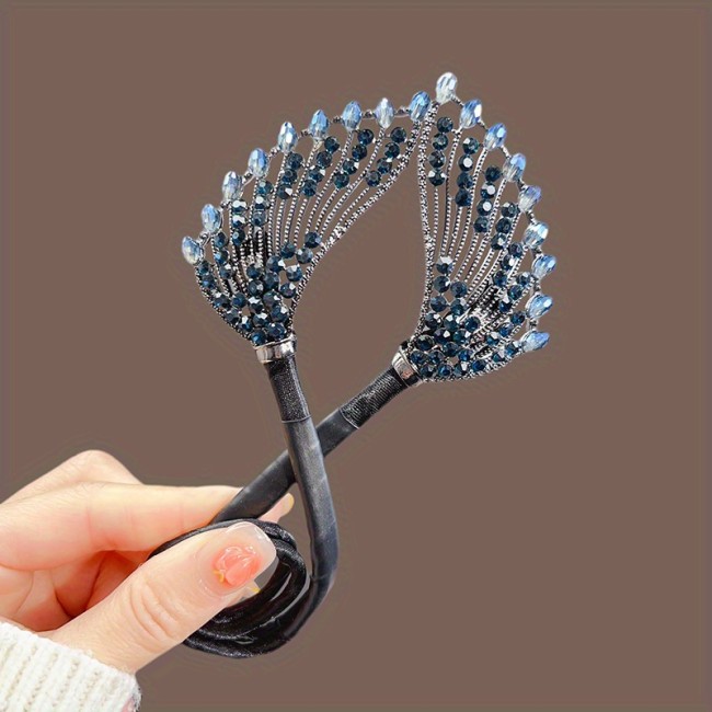 Vintage Bling Bling Rhinestone Decorative Hair Clip Twist Hair Bun Maker Trendy Hair Styling Accessories For Women And Daily Use