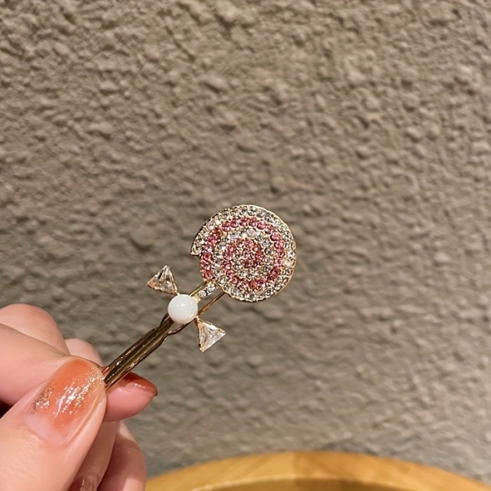 Cute Rhinestone Lollipop Hair Clips Hairpin, Fashion Hair Clip Set Headdress Styling Tools, Birthday Gift