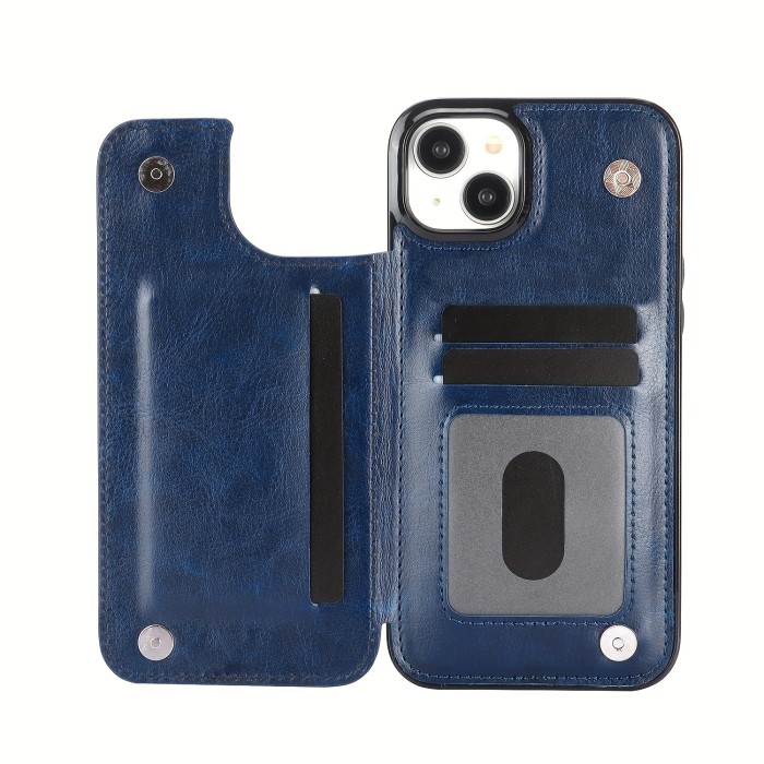 Wallet Phone Case With Card Holder, PU Leather Kickstand Card Slots Case, Double Magnetic Clasp And Durable Shockproof Cover, For IPhone 15 14 13 12 11 Pro Max XR XS Max SE 2022\u002F2020 7 8 Plus