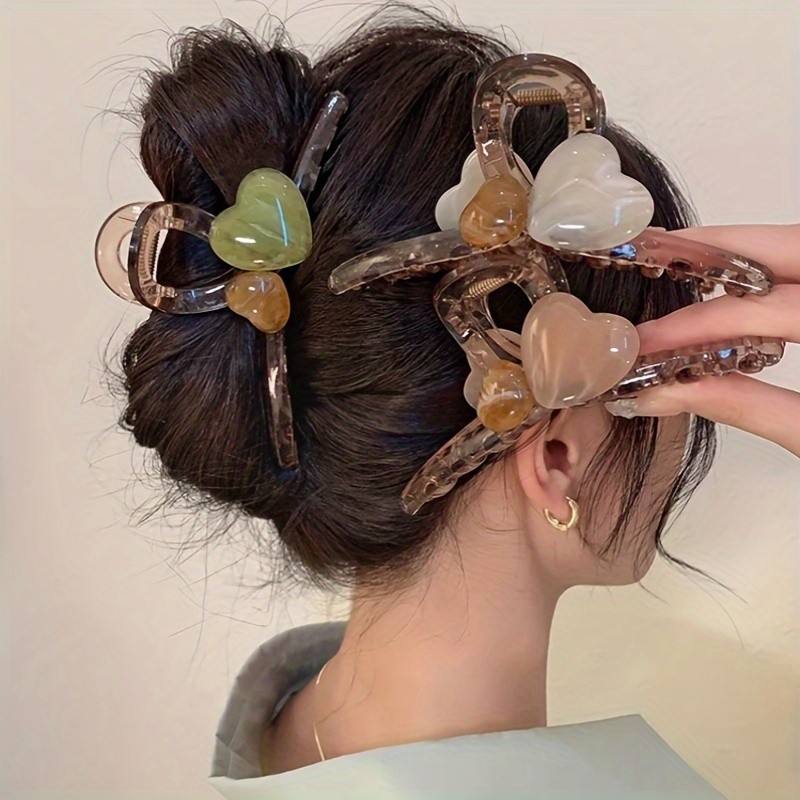 2pcs Premium Oversized Jelly Color Love Grip Clip Female Back Of Head Disc Hair Shark Hairpin Clip Hairpin Clip Headwear Summer