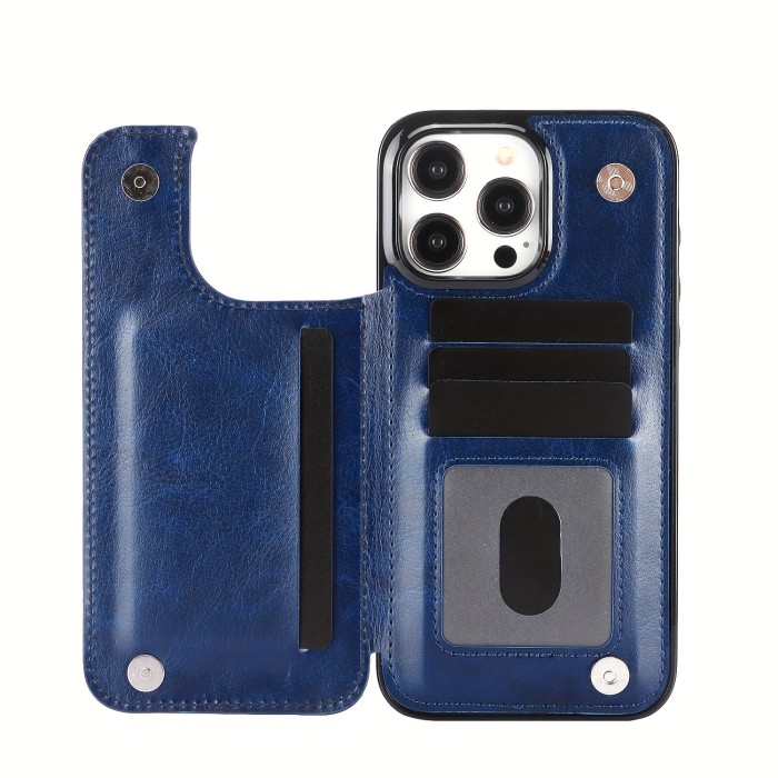 Wallet Phone Case With Card Holder, PU Leather Kickstand Card Slots Case, Double Magnetic Clasp And Durable Shockproof Cover, For IPhone 15 14 13 12 11 Pro Max XR XS Max SE 2022\u002F2020 7 8 Plus
