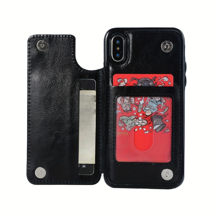 Wallet Phone Case With Card Holder, PU Leather Kickstand Card Slots Case, Double Magnetic Clasp And Durable Shockproof Cover, For IPhone 15 14 13 12 11 Pro Max XR XS Max SE 2022\u002F2020 7 8 Plus