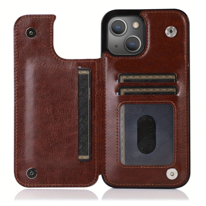 Wallet Phone Case With Card Holder, PU Leather Kickstand Card Slots Case, Double Magnetic Clasp And Durable Shockproof Cover, For IPhone 15 14 13 12 11 Pro Max XR XS Max SE 2022\u002F2020 7 8 Plus
