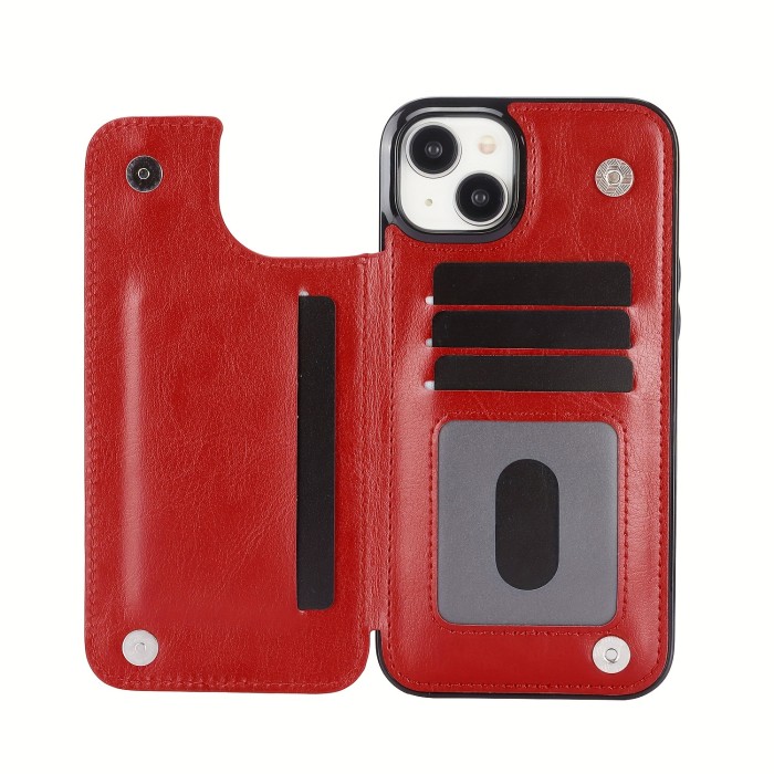 Wallet Phone Case With Card Holder, PU Leather Kickstand Card Slots Case, Double Magnetic Clasp And Durable Shockproof Cover, For IPhone 15 14 13 12 11 Pro Max XR XS Max SE 2022\u002F2020 7 8 Plus