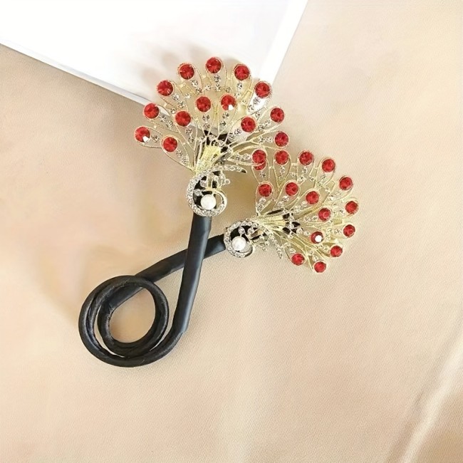 Elegant Peacock Hair Bun Maker With Faux Pearls & Rhinestones - Chic Twist Clip For Bridal & Party Hairstyles