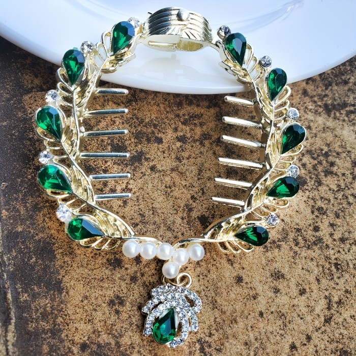 1pc Vintage Rhinestone And Faux Pearl Decorative Hair Clip Hair Bun Maker Ponytail Holder Elegant Hair Barrette For Women And daily use Wedding Banquet Party