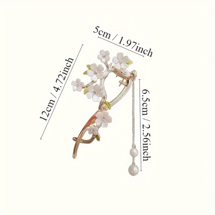Elegant Faux Pearl & Floral Twist Hair Clip - Vintage-Inspired Alloy Accessory For Women, Perfect For Everyday Wear & Special Occasions