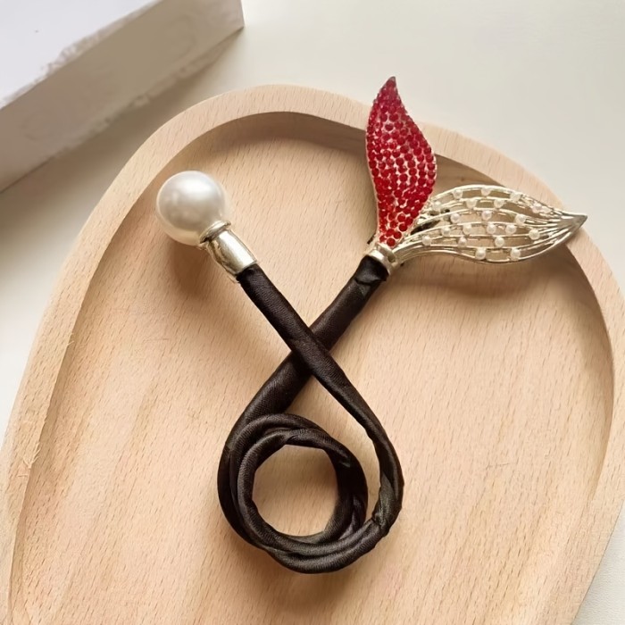 1pc Faux Peal Rhinestone Fish Tail Decorative Twist Hair Bun Maker, Elegant Hair Styling Accessories For Girls