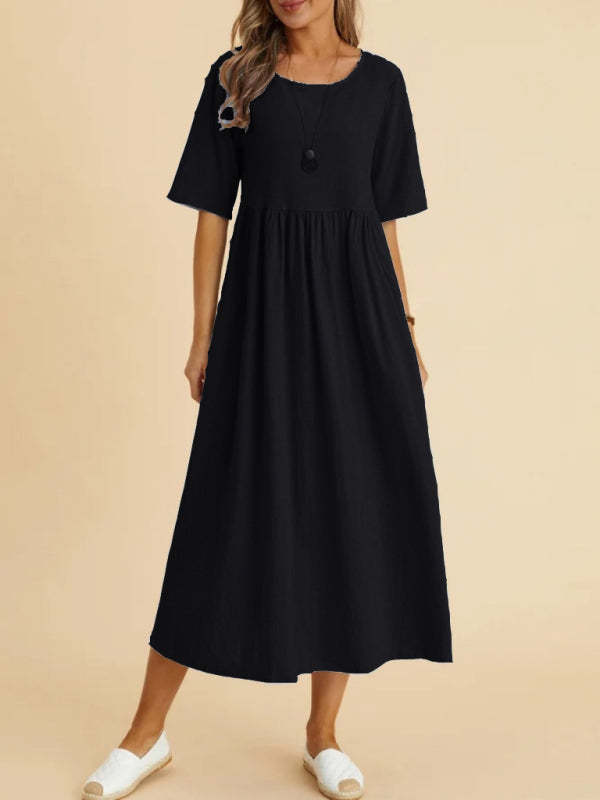 Ruched V-Neck Half Sleeve Midi Dress main image 0