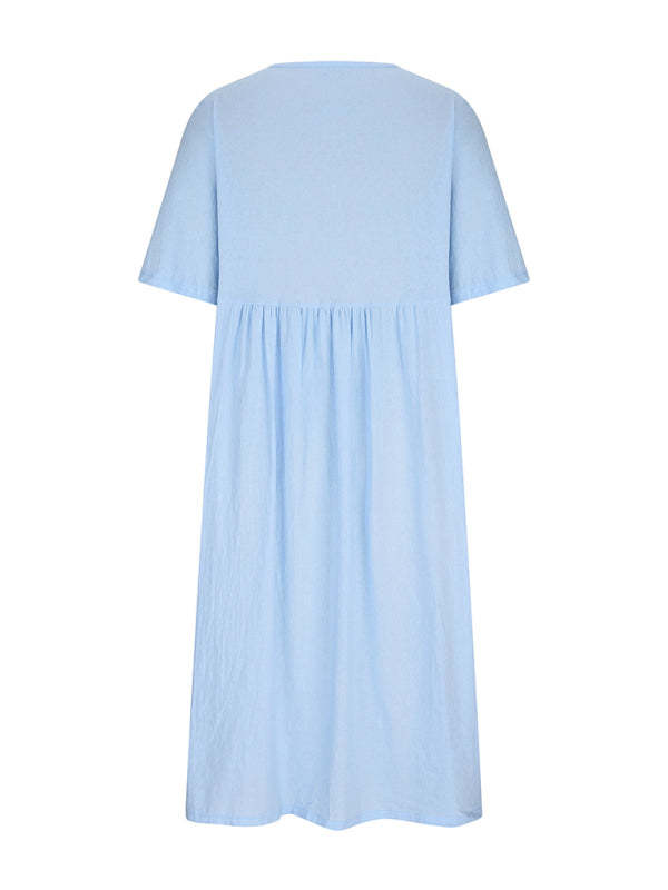 Loose Round Neck Half Sleeve Midi Dress