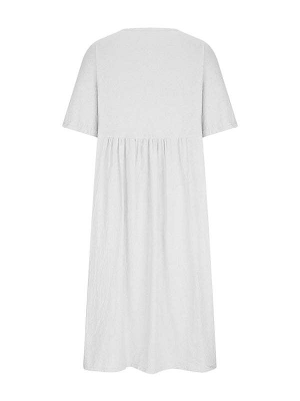 Loose Round Neck Half Sleeve Midi Dress