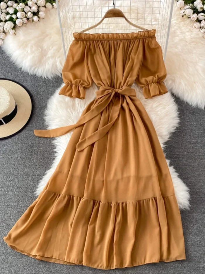 Women's Summer Chiffon Off-Shoulder Dress