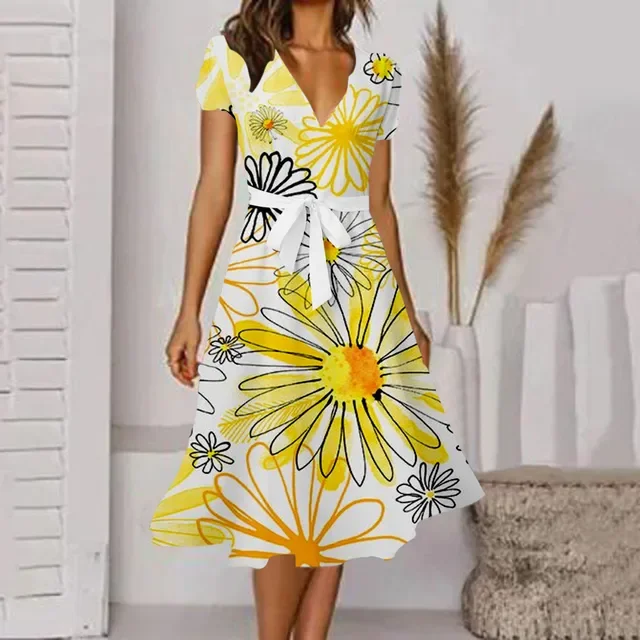 Women's Summer Short Sleeve Long Dress