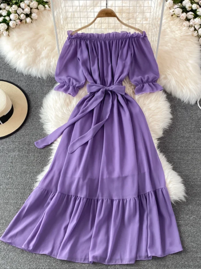 Women's Summer Chiffon Off-Shoulder Dress