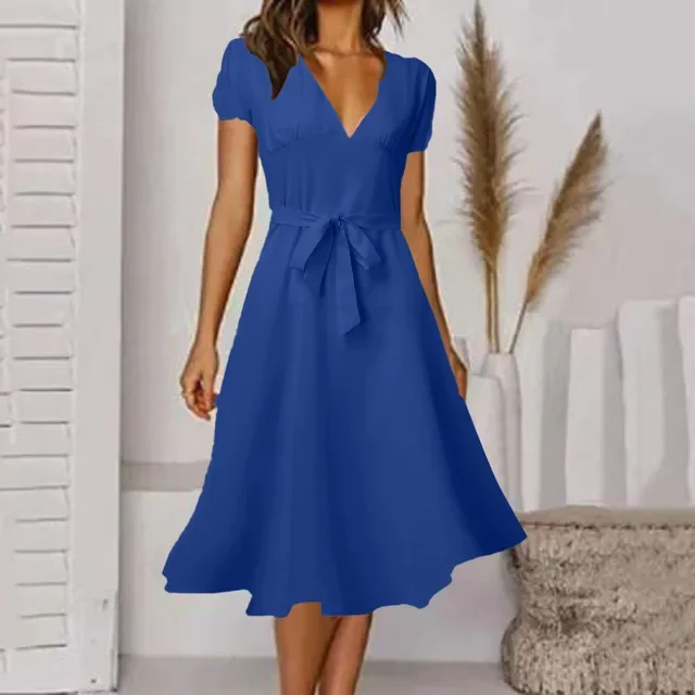 Women's Summer Short Sleeve Long Dress